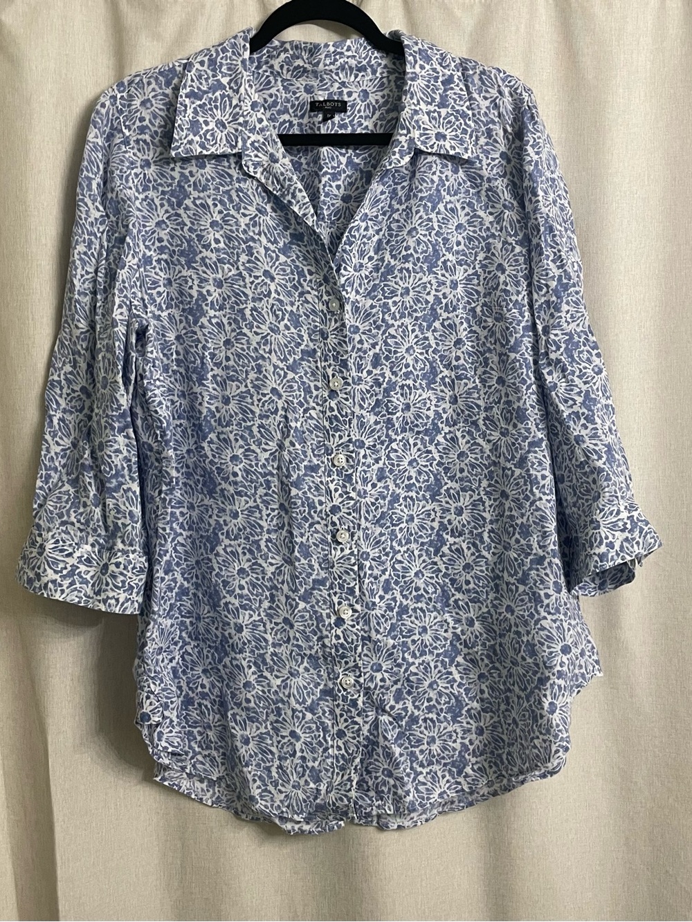 Talbots Blue and White Floral Button-Down Shirt